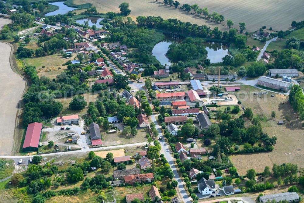 Aerial image Stöffin - Village view on street Dorfstrasse in Stoeffin in the state Brandenburg, Germany