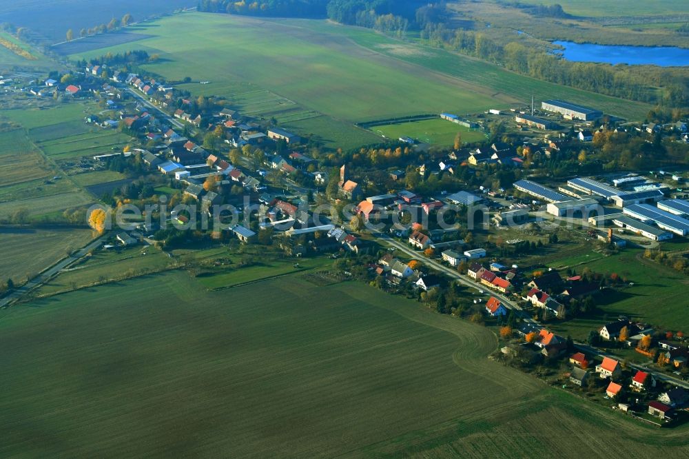 Storkow from above - Village view in Storkow in the state Brandenburg, Germany