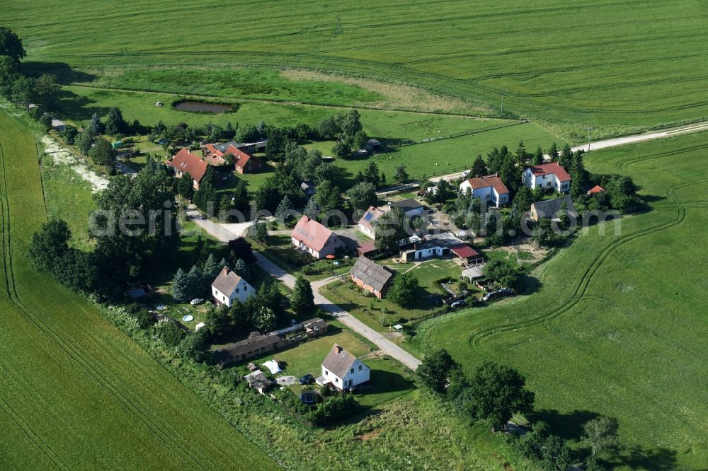 Teldau from above - Village view of Teldau in the state Mecklenburg - Western Pomerania