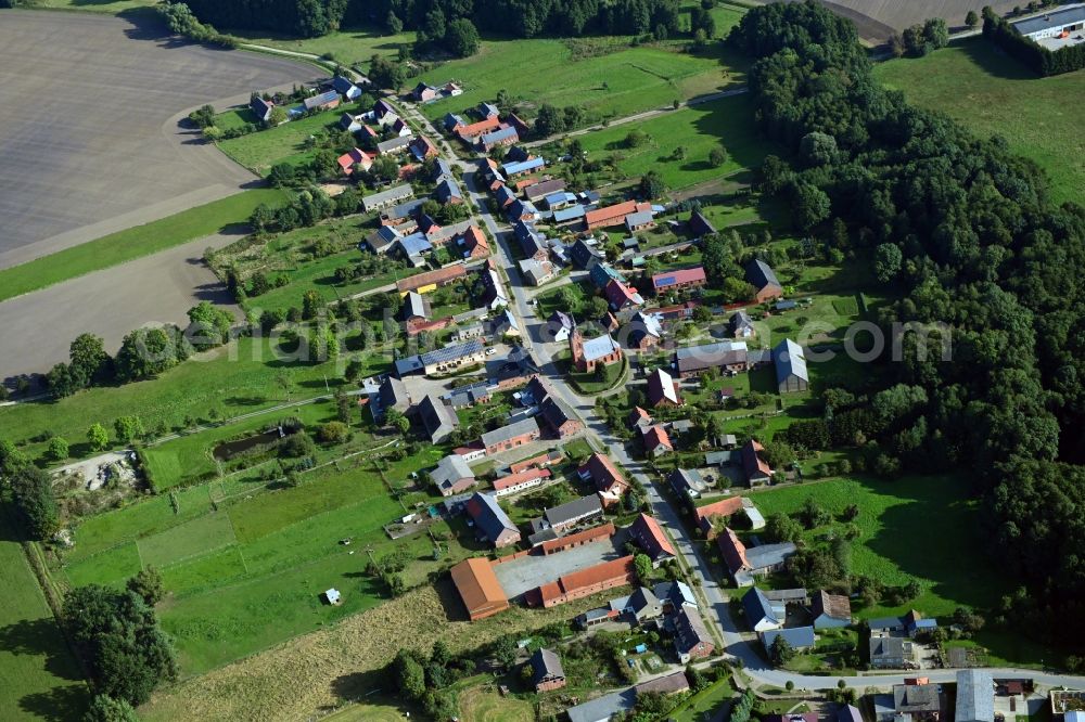 Telschow from the bird's eye view: Village view in Telschow in the state Brandenburg, Germany