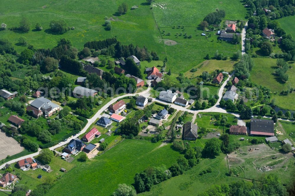 Testorf-Steinfort from the bird's eye view: Village view in Testorf-Steinfort in the state Mecklenburg - Western Pomerania, Germany