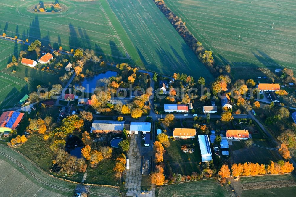 Trostfelde from above - Village view in Trostfelde in the state Mecklenburg - Western Pomerania, Germany