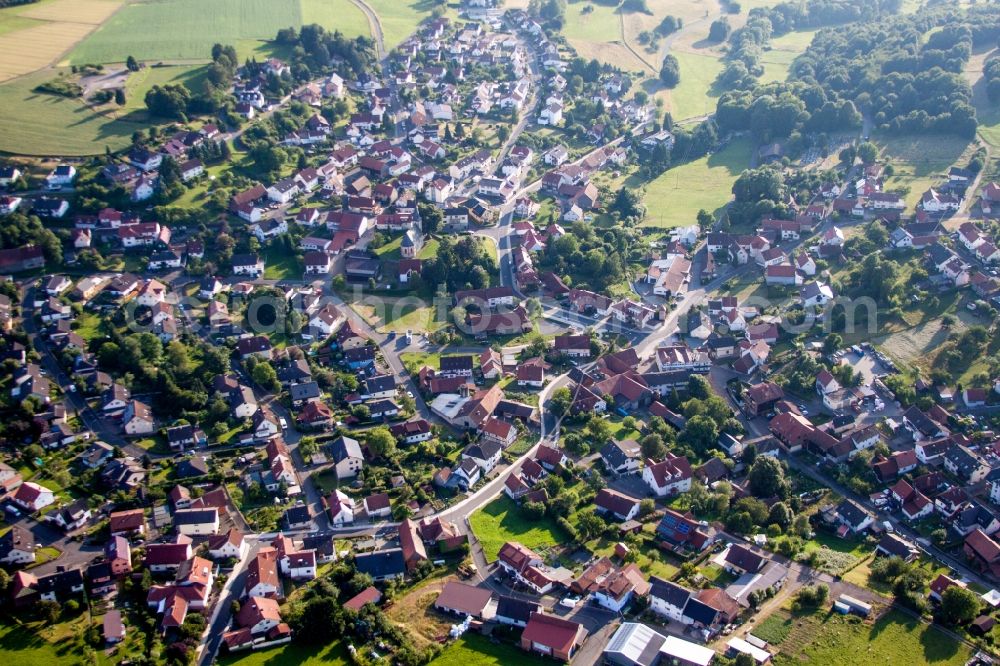 Udenhain from the bird's eye view: Village view in Udenhain in the state Hesse, Germany