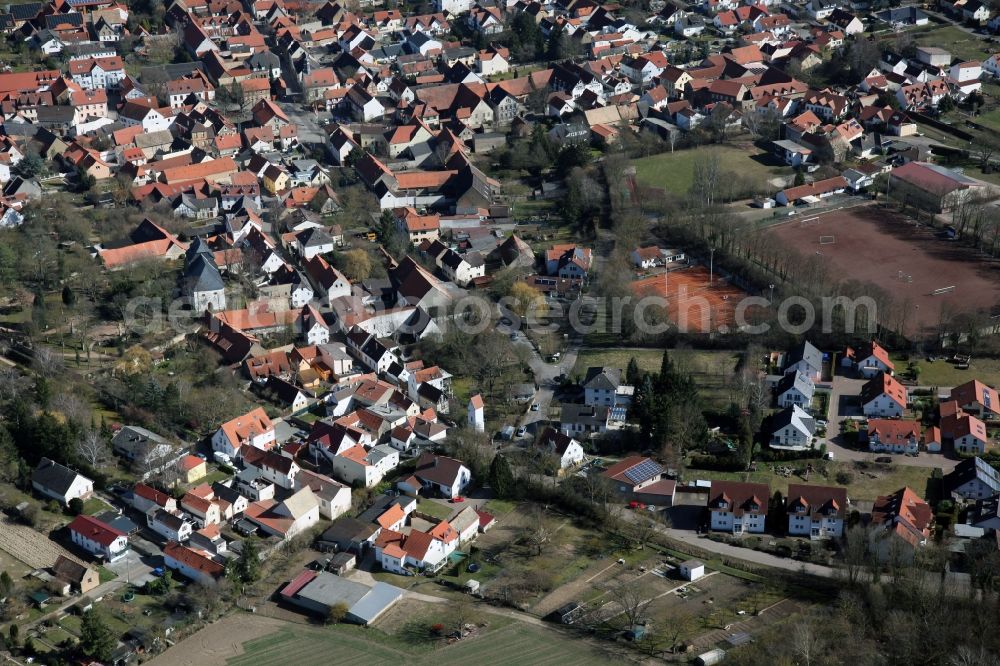 Undenheim from above - Village view of Undenheim in the state Rhineland-Palatinate