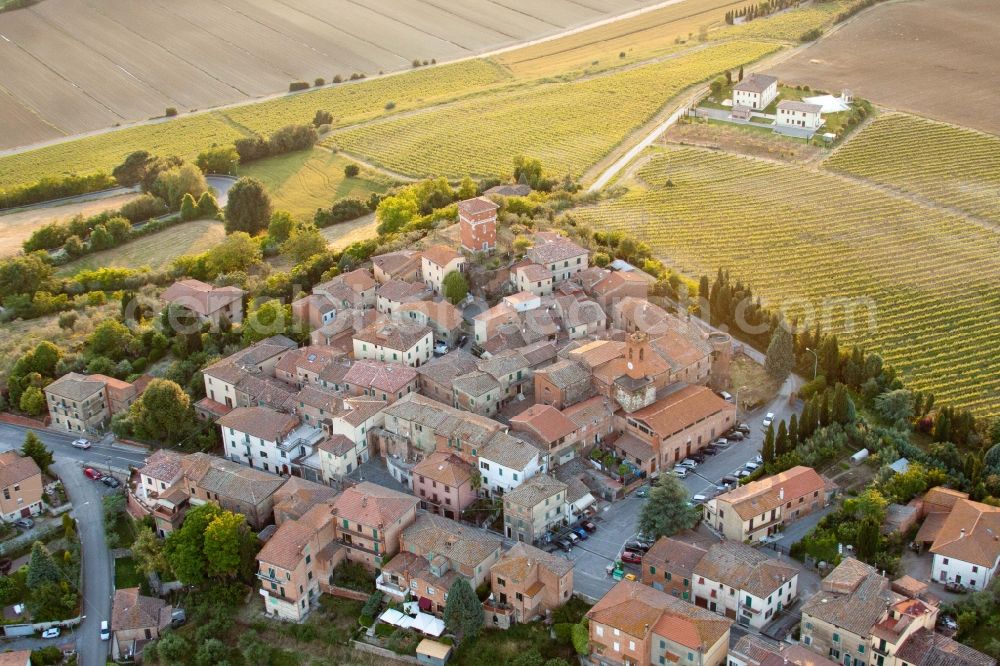 Aerial photograph Valiano - Village view of Valiano with Montepulciano vine yards in Toscana, Italy