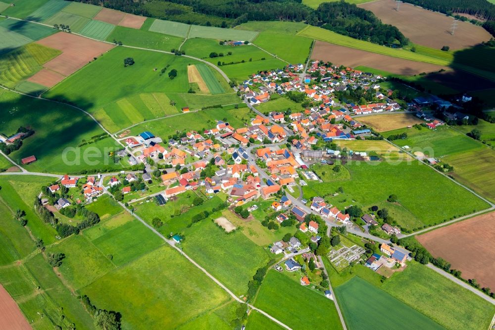 Vasbeck from above - Village view in Vasbeck in the state Hesse, Germany