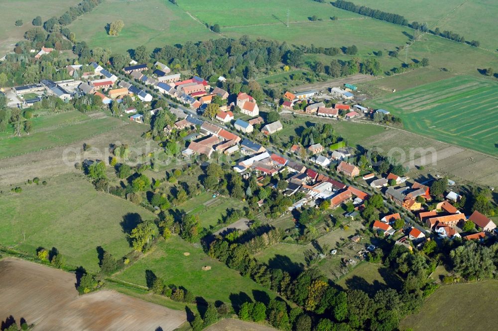 Vehlin from the bird's eye view: Village view in Vehlin in the state Brandenburg, Germany