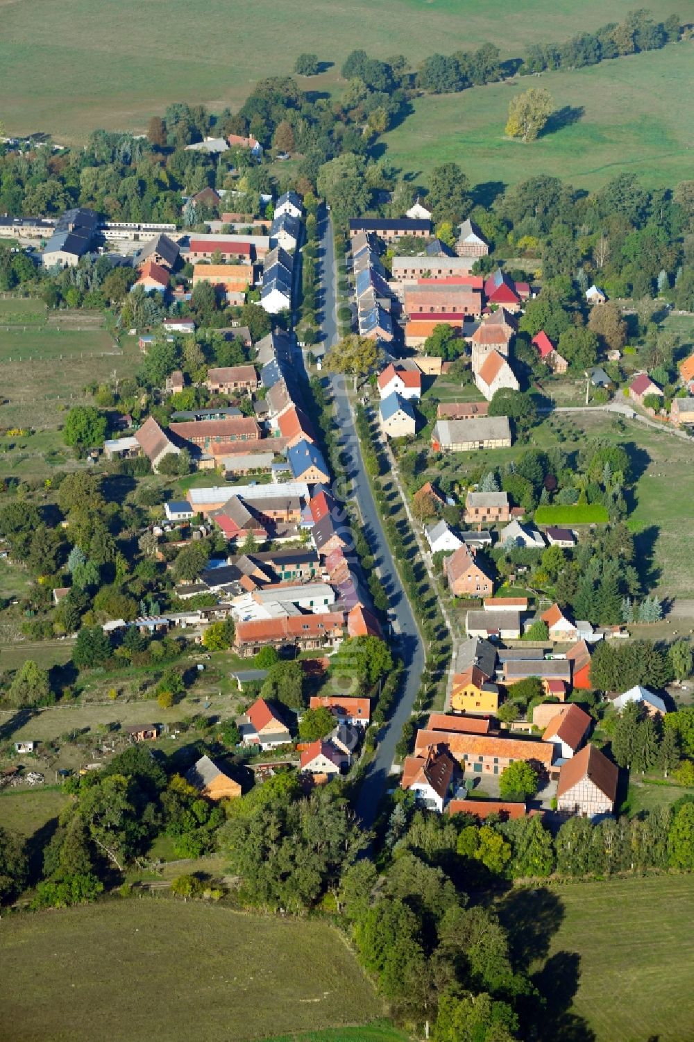 Vehlin from above - Village view in Vehlin in the state Brandenburg, Germany