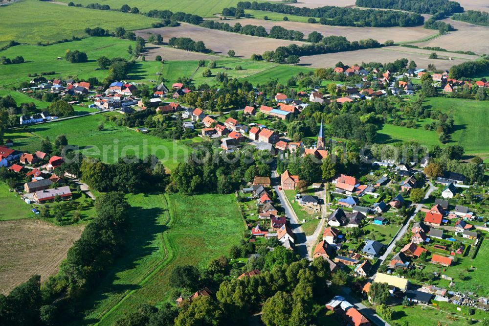 Vellahn from above - Village view of Vellahn in the state Mecklenburg - Western Pomerania