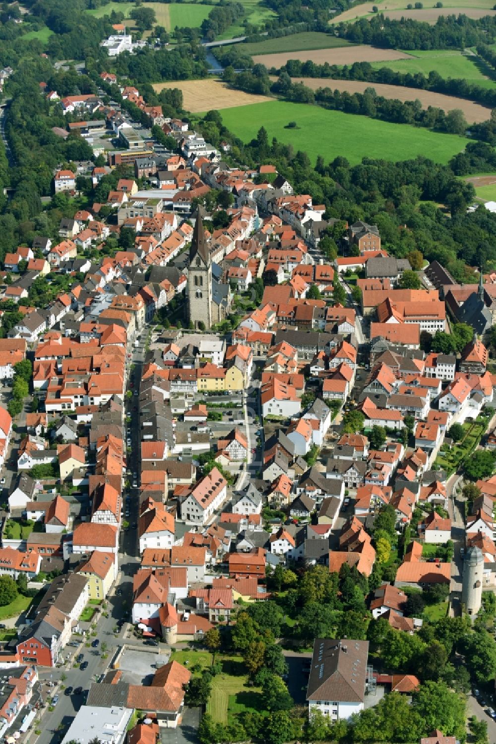 Warburg from above - Village view in Warburg in the state North Rhine-Westphalia, Germany