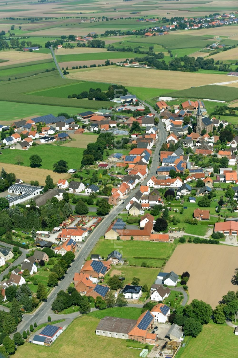 Aerial image Warburg - Village view in Warburg in the state North Rhine-Westphalia, Germany