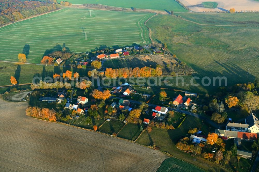 Warrenzin from above - Village view in Warrenzin in the state Mecklenburg - Western Pomerania, Germany