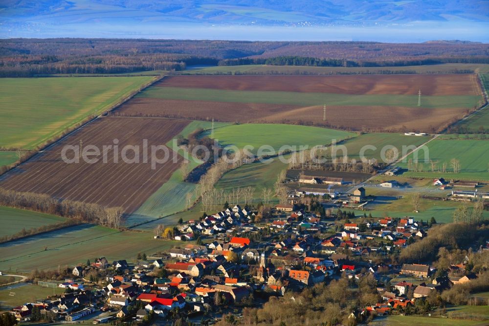 Weißenschirmbach from the bird's eye view: Village view in Weissenschirmbach in the state Saxony-Anhalt, Germany