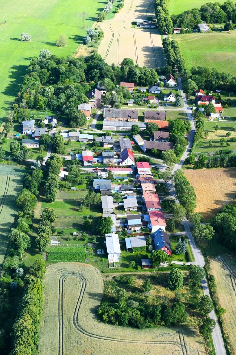 Wendemark from above - Village view in Wendemark in the state Brandenburg, Germany