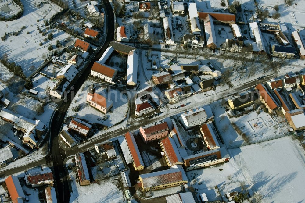 Aerial image Ludwigsfelde - Wintry snowy village view of Wietstock in the state Brandenburg