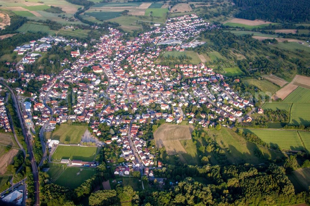 Aerial image Wössingen - Village view in Woessingen in the state Baden-Wurttemberg, Germany