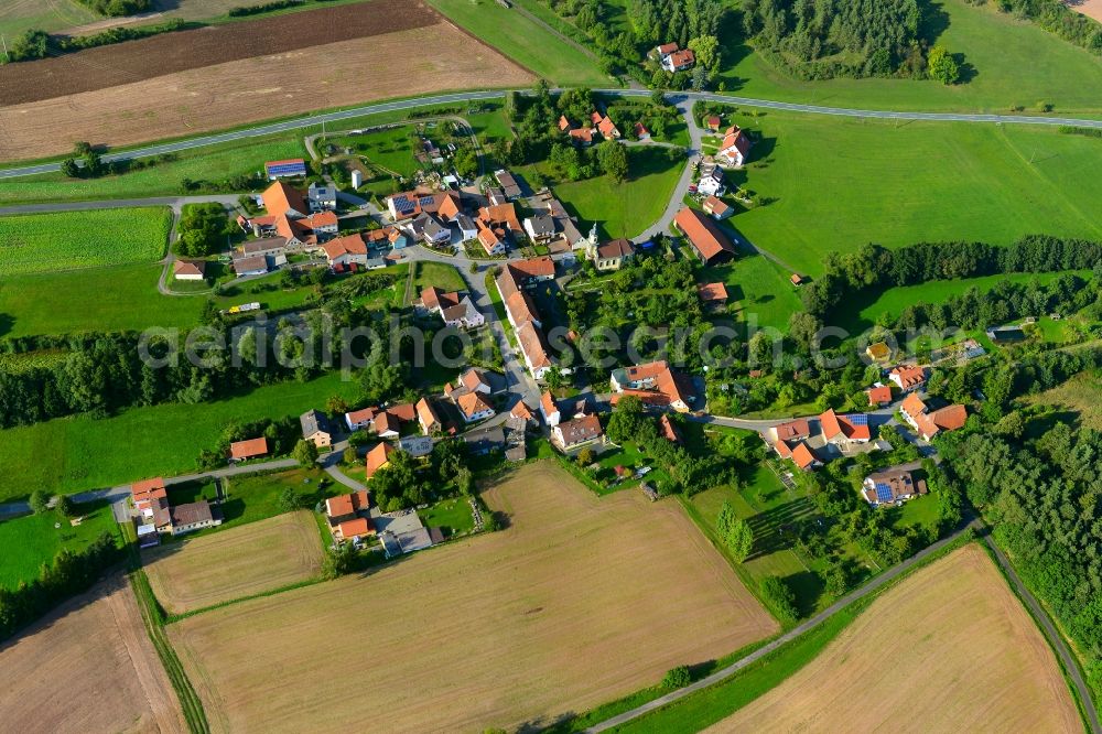 Aerial image Albersdorf - Village - View of the district Hassberge belonging municipality in Albersdorf in the state Bavaria