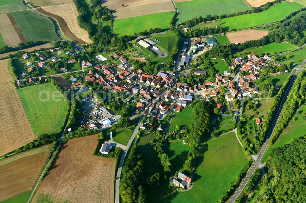 Altershausen from the bird's eye view: Village - View of the district Hassberge belonging municipality in Altershausen in the state Bavaria