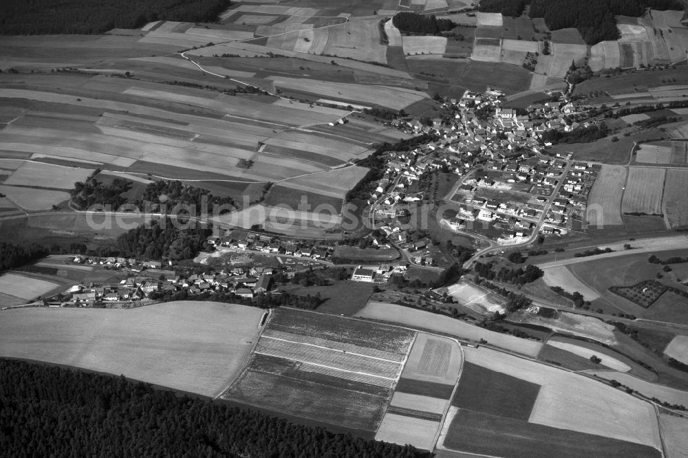 Aerial image Breitbrunn-Hermannsberg - Village - View of the district Hassberge belonging municipality in Breitbrunn in the state Bavaria