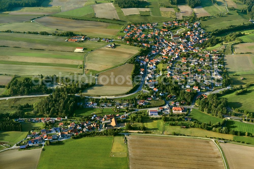 Aerial image Breitbrunn-Hermannsberg - Village - View of the district Hassberge belonging municipality in Breitbrunn in the state Bavaria