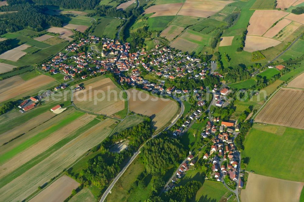 Aerial photograph Breitbrunn-Hermannsberg - Village - View of the district Hassberge belonging municipality in Breitbrunn in the state Bavaria