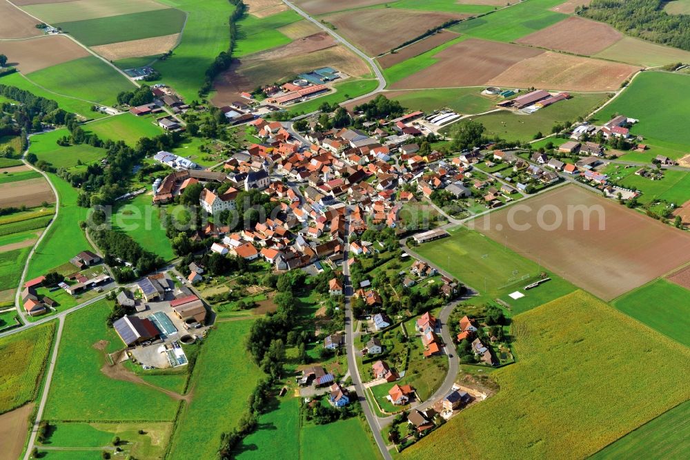 Bundorf from the bird's eye view: Village - View of the district Hassberge belonging municipality in Bundorf in the state Bavaria