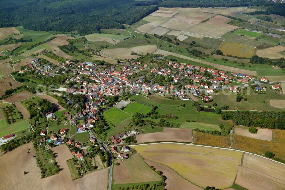 Oberaurach from the bird's eye view: Village - View of the district Hassberge belonging municipality in Dankenfeld Oberaurach in the state Bavaria