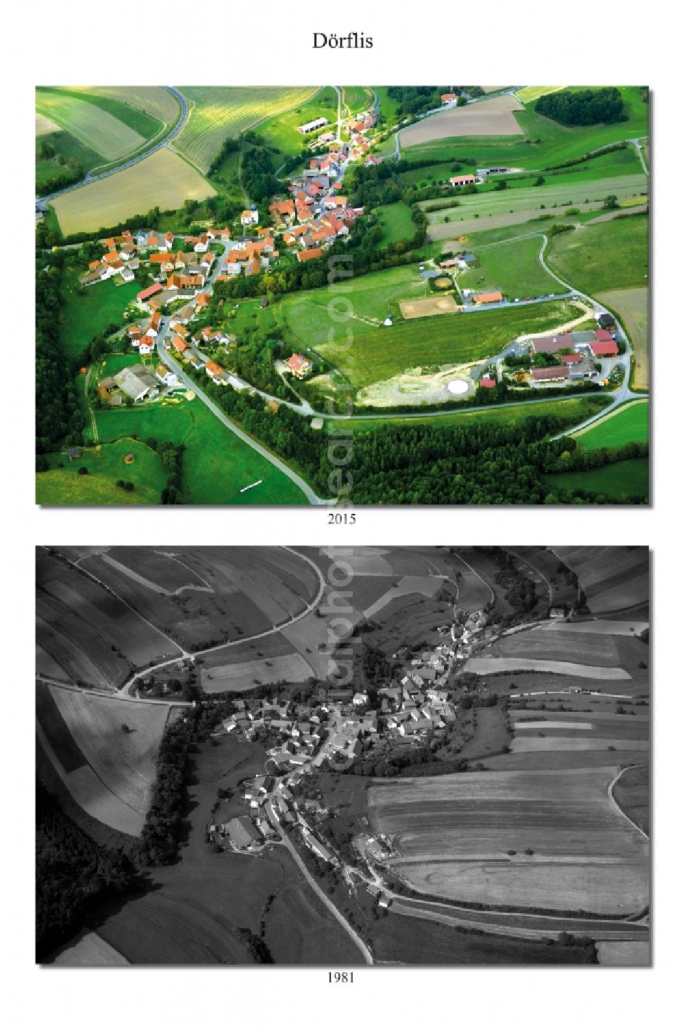 Dörflis from the bird's eye view: Village - View of the district Hassberge belonging municipality in Doerflis in the state Bavaria