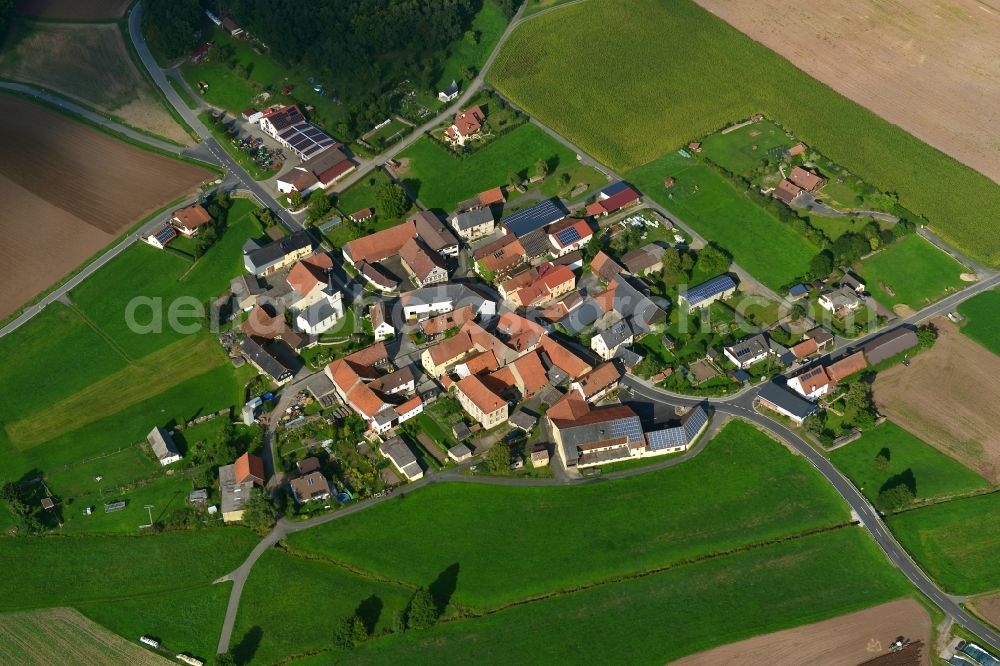 Aerial photograph Dürrenried - Village - View of the district Hassberge belonging municipality in Duerrenried in the state Bavaria