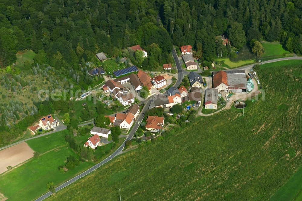 Aerial photograph Dürrnbach - Village - View of the district Hassberge belonging municipality in Duerrnbach in the state Bavaria