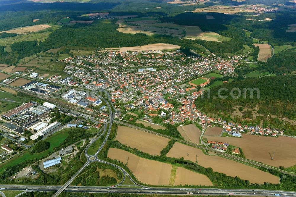 Aerial image Ebelsbach - Village - View of the district Hassberge belonging municipality in Ebelsbach in the state Bavaria