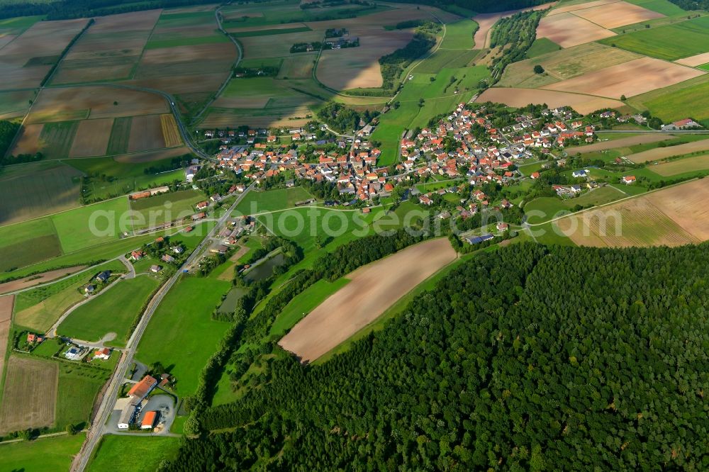 Aerial photograph Ermershausen - Village - View of the district Hassberge belonging municipality in Ermershausen in the state Bavaria