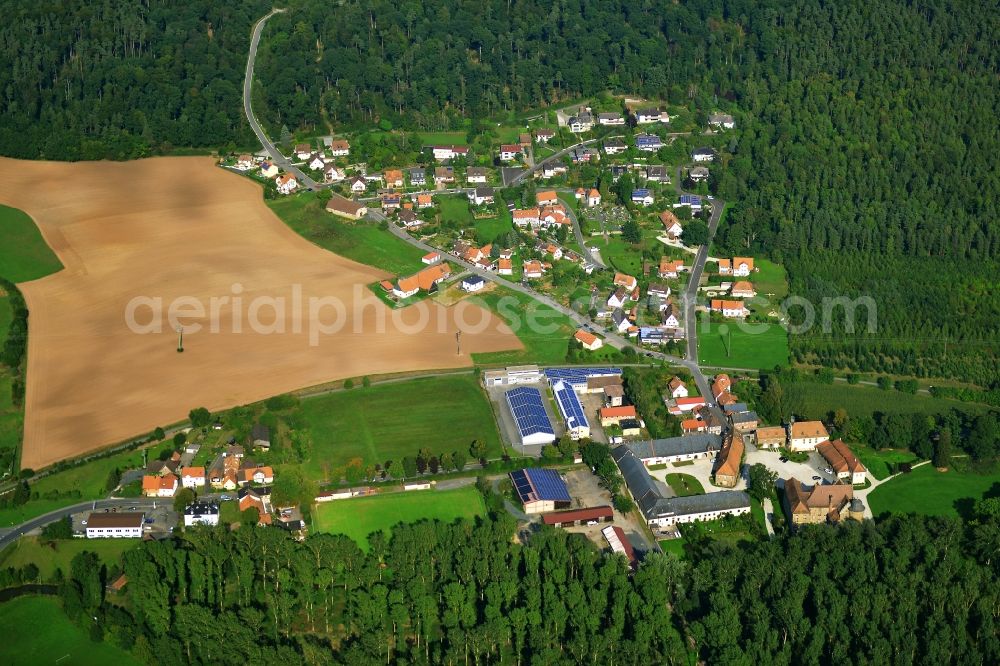 Aerial image Eyrichshof - Village - View of the district Hassberge belonging municipality in Eyrichshof in the state Bavaria