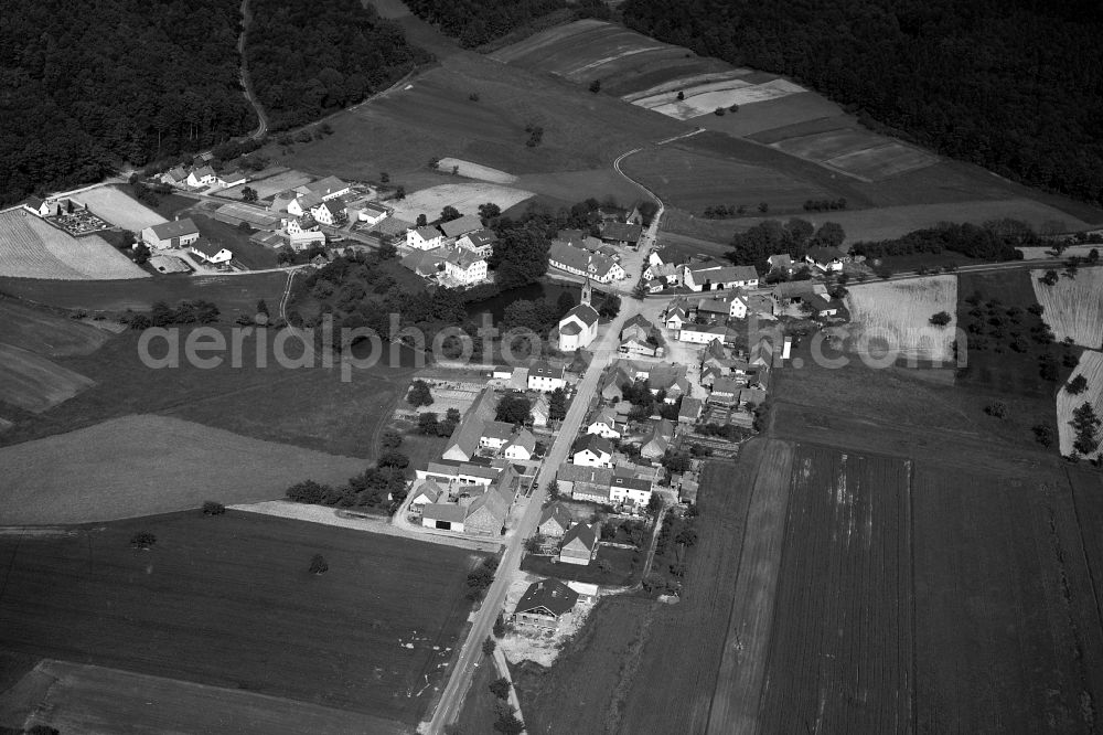 Aerial image Fabrikschlaichach - Village - View of the district Hassberge belonging municipality in Fabrikschlaichach in the state Bavaria