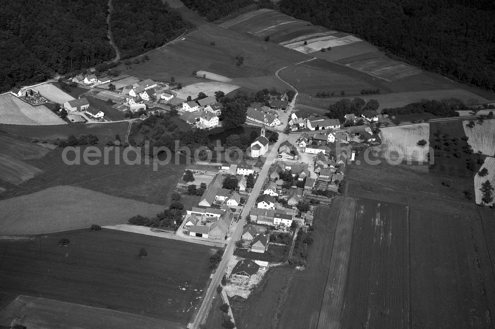 Fabrikschleichach from the bird's eye view: Village - View of the district Hassberge belonging municipality in Fabrikschleichach in the state Bavaria