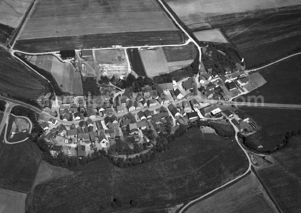 Falsbrunn from the bird's eye view: Village - View of the district Hassberge belonging municipality in Falsbrunn in the state Bavaria