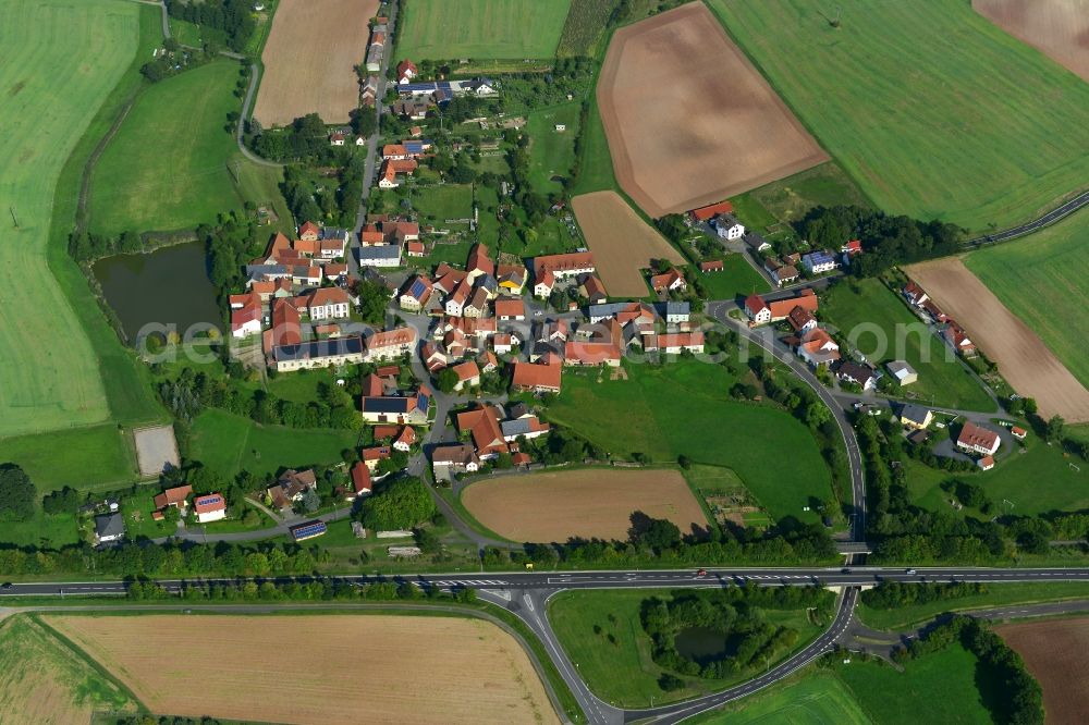 Fischbach from above - Village - View of the district Hassberge belonging municipality in Fischbach in the state Bavaria