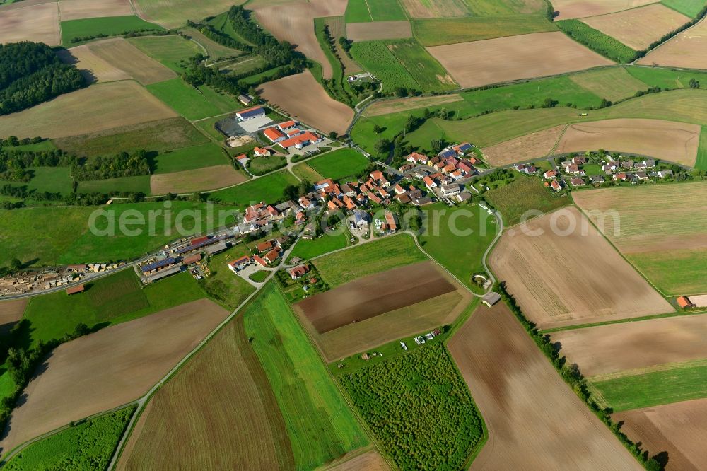 Aerial image Frickendorf - Village - View of the district Hassberge belonging municipality in Frickendorf in the state Bavaria