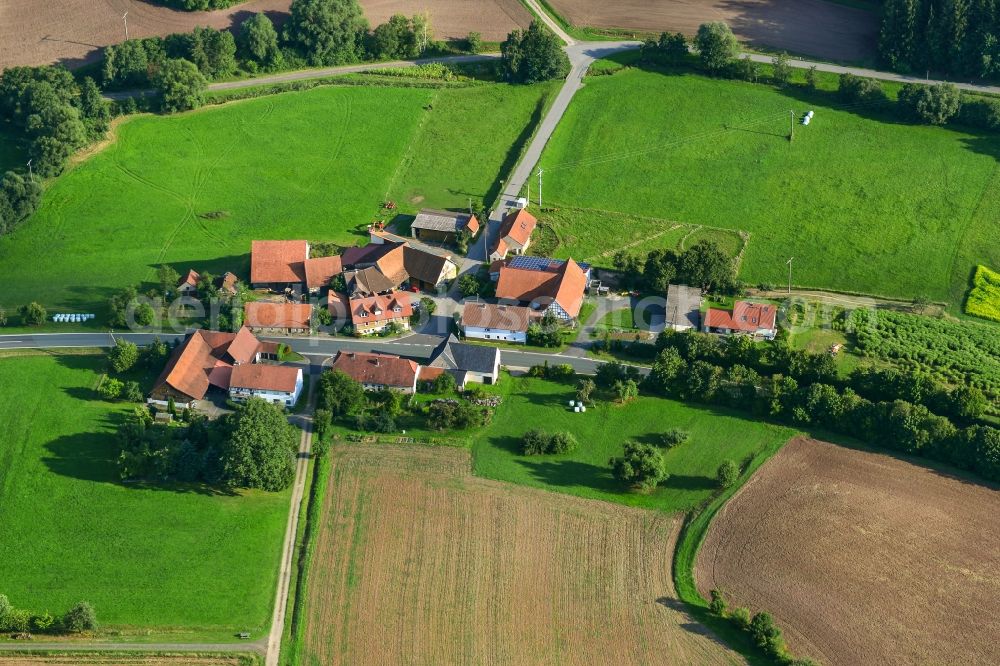 Aerial image Gemünd Ebern - Village - View of the district Hassberge belonging municipality in Gemuend Ebern in the state Bavaria