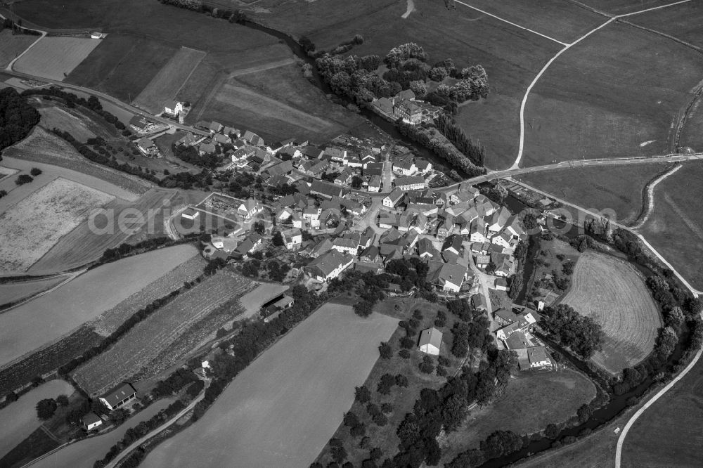 Aerial photograph Gleusdorf - Village - View of the district Hassberge belonging municipality in Gleusdorf in the state Bavaria