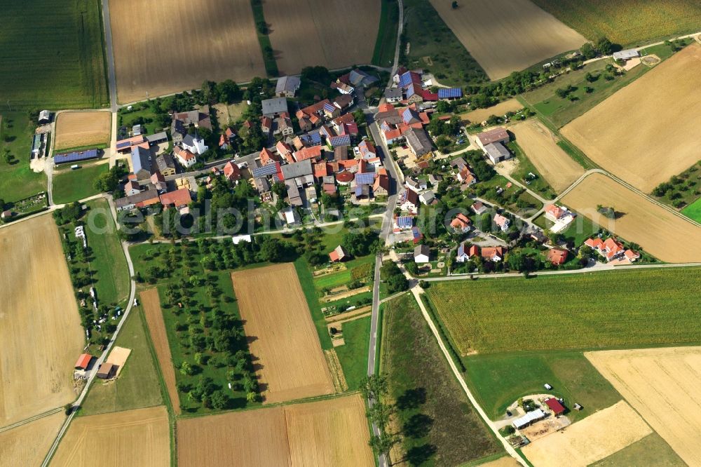 Greßhausen from the bird's eye view: Village - View of the district Hassberge belonging municipality in Gresshausen in the state Bavaria