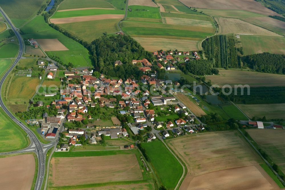 Hafenpreppach from above - Village - View of the district Hassberge belonging municipality in Hafenpreppach in the state Bavaria