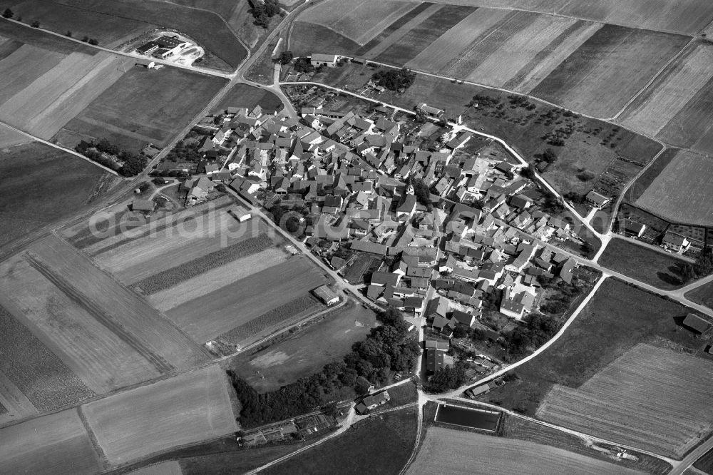 Happertshausen from above - 1981 and 2015 village - view change of the district of Hassberge belonging municipality in Happertshausen in the state Bavaria