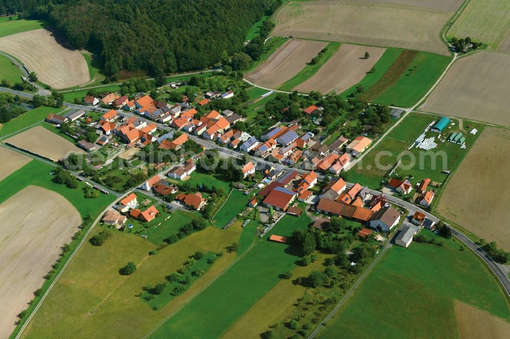 Aerial photograph Hofstetten - Village - View of the district Hassberge belonging municipality in Hofstetten in the state Bavaria