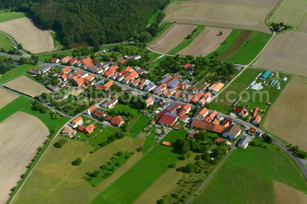 Aerial image Hofstetten - Village - View of the district Hassberge belonging municipality in Hofstetten in the state Bavaria