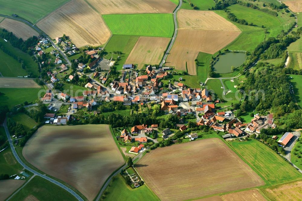 Hohnhausen from above - Village - View of the district Hassberge belonging municipality in Hohnhausen in the state Bavaria