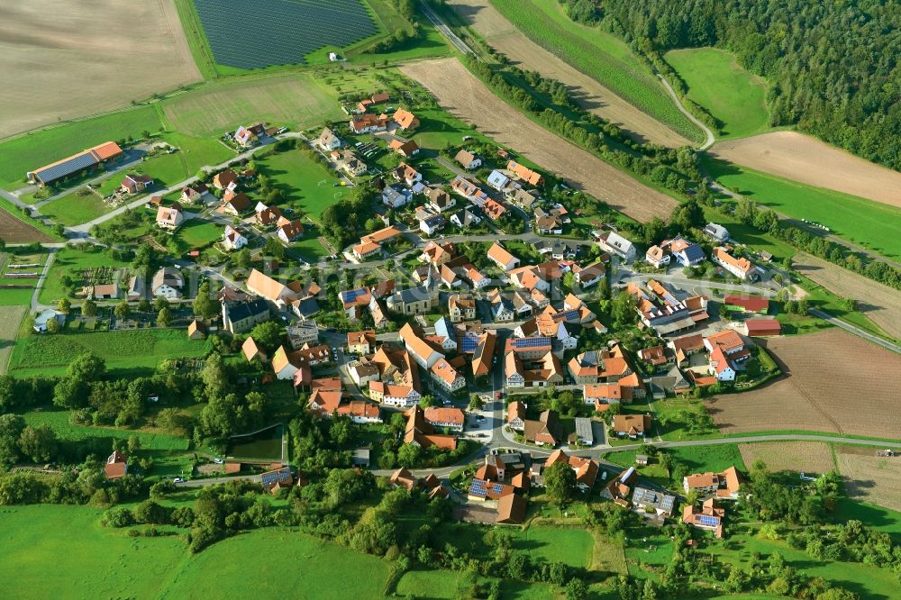 Aerial image Jesserndorf - Village - View of the district Hassberge belonging municipality in Jesserndorf in the state Bavaria