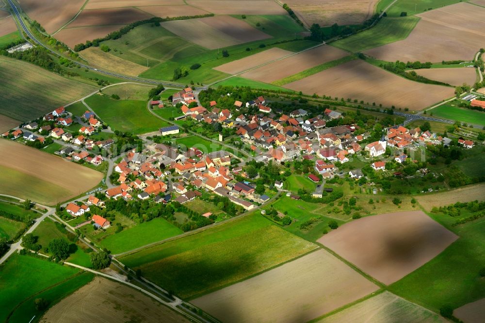 Junkersdorf from above - Village - View of the district Hassberge belonging municipality in Koenigsberg in Bayern in the state Bavaria