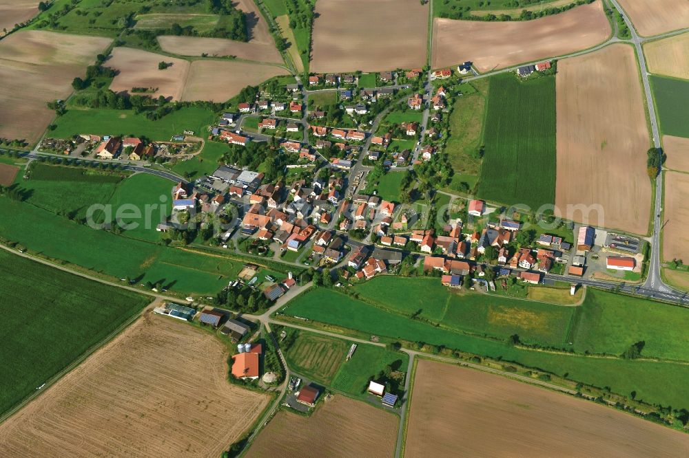 Aerial image Junkersdorf a.d.Weisach - Village - View of the district Hassberge belonging municipality in Koenigsberg in Bayern in the state Bavaria