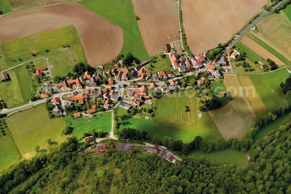 Aerial photograph Karbach - Village - View of the district Hassberge belonging municipality in Karbach in the state Bavaria